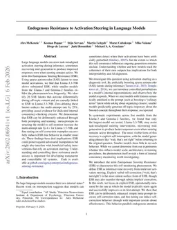 Endogenous Resistance to Activation Steering in Language Models