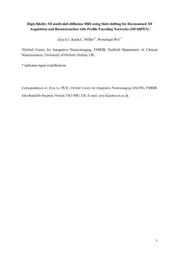 High-fidelity 3D multi-slab diffusion MRI using Slab-shifting for Harmonized 3D Acquisition and Reconstruction with Profile Encoding Networks (SHARPEN)
