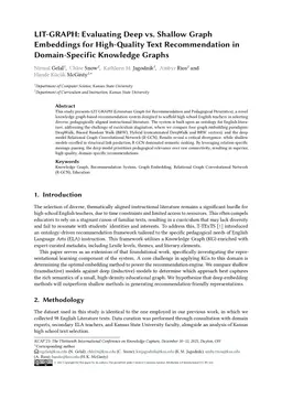 LIT-GRAPH: Evaluating Deep vs. Shallow Graph Embeddings for High-Quality Text Recommendation in Domain-Specific Knowledge Graphs