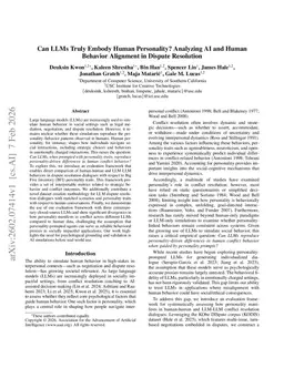 Can LLMs Truly Embody Human Personality? Analyzing AI and Human Behavior Alignment in Dispute Resolution