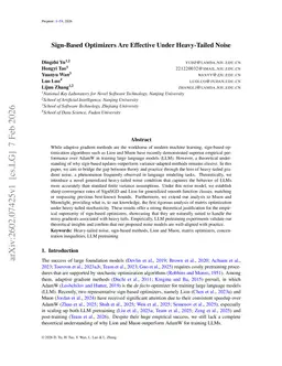 Sign-Based Optimizers Are Effective Under Heavy-Tailed Noise