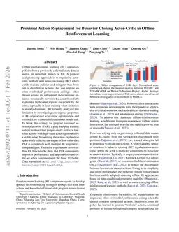 Proximal Action Replacement for Behavior Cloning Actor-Critic in Offline Reinforcement Learning