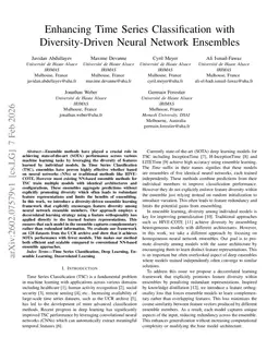 Enhancing Time Series Classification with Diversity-Driven Neural Network Ensembles