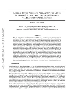 Letting Tutor Personas "Speak Up" for LLMs: Learning Steering Vectors from Dialogue via Preference Optimization