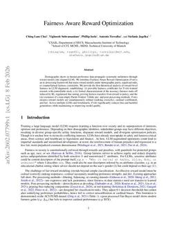 Fairness Aware Reward Optimization