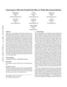 Learning to Alleviate Familiarity Bias in Video Recommendation