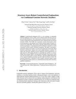 Structure-Aware Robust Counterfactual Explanations via Conditional Gaussian Network Classifiers