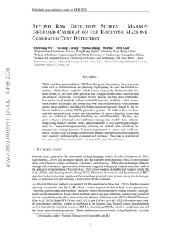 Beyond Raw Detection Scores: Markov-Informed Calibration for Boosting Machine-Generated Text Detection