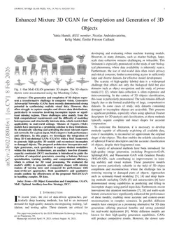 Enhanced Mixture 3D CGAN for Completion and Generation of 3D Objects