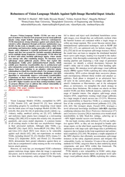 Robustness of Vision Language Models Against Split-Image Harmful Input Attacks