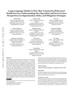 Large Language Models in Peer-Run Community Behavioral Health Services: Understanding Peer Specialists and Service Users' Perspectives on Opportunities, Risks, and Mitigation Strategies