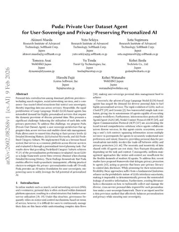 Puda: Private User Dataset Agent for User-Sovereign and Privacy-Preserving Personalized AI