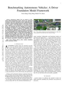 Benchmarking Autonomous Vehicles: A Driver Foundation Model Framework