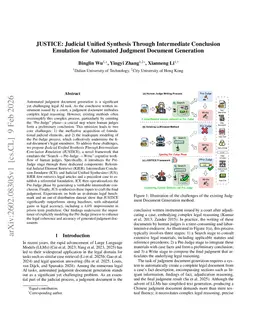 JUSTICE: Judicial Unified Synthesis Through Intermediate Conclusion Emulation for Automated Judgment Document Generation