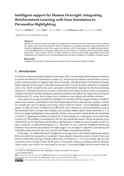 Intelligent support for Human Oversight: Integrating Reinforcement Learning with Gaze Simulation to Personalize Highlighting