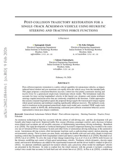 Post-Collision Trajectory Restoration for a Single-track Ackermann Vehicle using Heuristic Steering and Tractive Force Functions