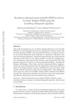 Do physics-informed neural networks (PINNs) need to be deep? Shallow PINNs using the Levenberg-Marquardt algorithm