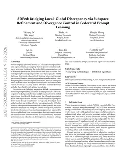 SDFed: Bridging Local Global Discrepancy via Subspace Refinement and Divergence Control in Federated Prompt Learning