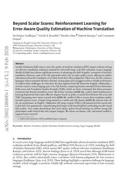 Beyond Scalar Scores: Reinforcement Learning for Error-Aware Quality Estimation of Machine Translation