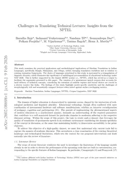 Challenges in Translating Technical Lectures: Insights from the NPTEL