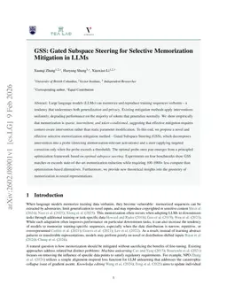 GSS: Gated Subspace Steering for Selective Memorization Mitigation in LLMs