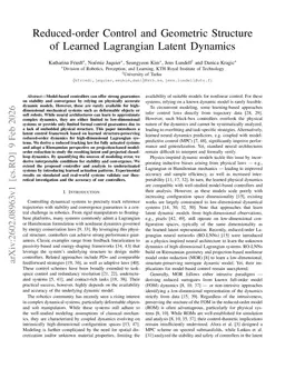 Reduced-order Control and Geometric Structure of Learned Lagrangian Latent Dynamics
