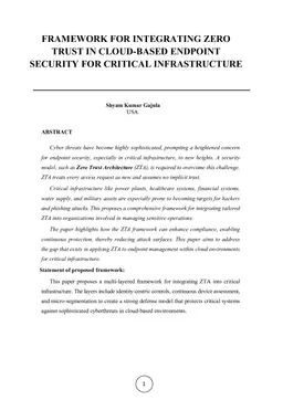 Framework for Integrating Zero Trust in Cloud-Based Endpoint Security for Critical Infrastructure