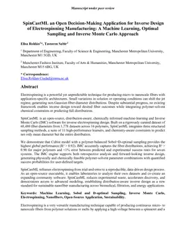 SpinCastML an Open Decision-Making Application for Inverse Design of Electrospinning Manufacturing: A Machine Learning, Optimal Sampling and Inverse Monte Carlo Approach