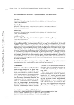 Risk-Aware Obstacle Avoidance Algorithm for Real-Time Applications