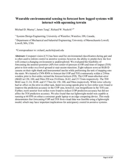 Wearable environmental sensing to forecast how legged systems will interact with upcoming terrain