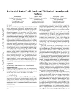 In-Hospital Stroke Prediction from PPG-Derived Hemodynamic Features