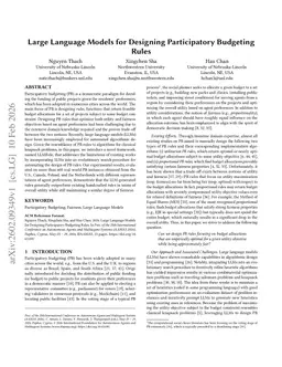 Large Language Models for Designing Participatory Budgeting Rules