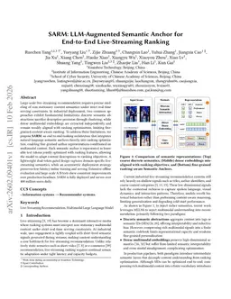 SARM: LLM-Augmented Semantic Anchor for End-to-End Live-Streaming Ranking
