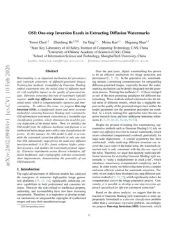 OSI: One-step Inversion Excels in Extracting Diffusion Watermarks