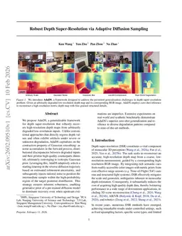 Robust Depth Super-Resolution via Adaptive Diffusion Sampling