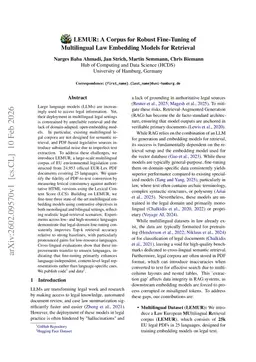 LEMUR: A Corpus for Robust Fine-Tuning of Multilingual Law Embedding Models for Retrieval