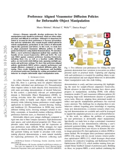 Preference Aligned Visuomotor Diffusion Policies for Deformable Object Manipulation