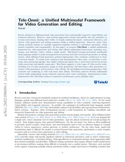 Tele-Omni: a Unified Multimodal Framework for Video Generation and Editing
