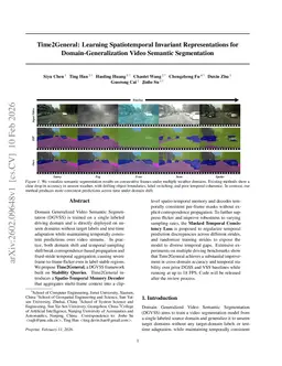 Time2General: Learning Spatiotemporal Invariant Representations for Domain-Generalization Video Semantic Segmentation