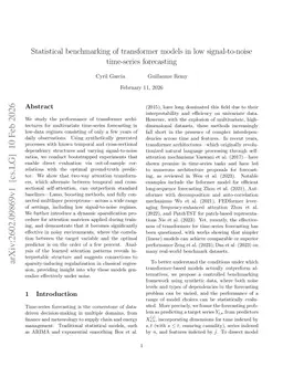 Statistical benchmarking of transformer models in low signal-to-noise time-series forecasting