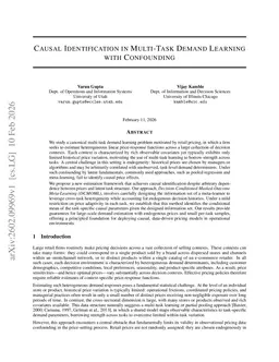 Causal Identification in Multi-Task Demand Learning with Confounding