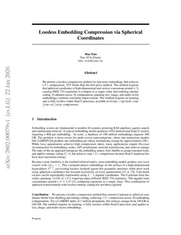Embedding Compression via Spherical Coordinates