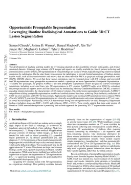 Opportunistic Promptable Segmentation: Leveraging Routine Radiological Annotations to Guide 3D CT Lesion Segmentation