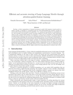 Efficient and accurate steering of Large Language Models through attention-guided feature learning