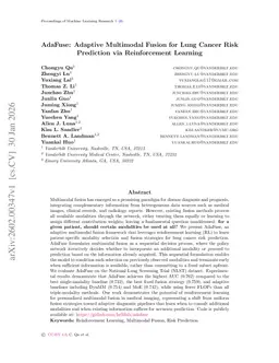 AdaFuse: Adaptive Multimodal Fusion for Lung Cancer Risk Prediction via Reinforcement Learning