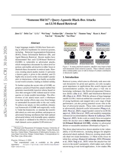 "Someone Hid It": Query-Agnostic Black-Box Attacks on LLM-Based Retrieval