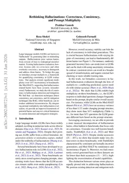 Rethinking Hallucinations: Correctness, Consistency, and Prompt Multiplicity