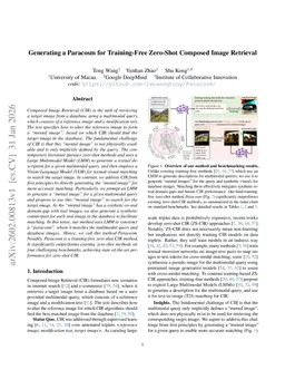 Generating a Paracosm for Training-Free Zero-Shot Composed Image Retrieval