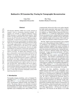 Radioactive 3D Gaussian Ray Tracing for Tomographic Reconstruction