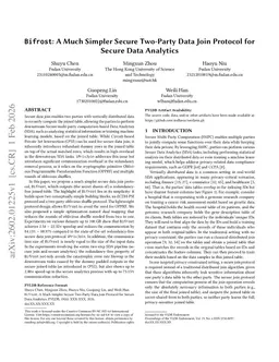 Bifrost: A Much Simpler Secure Two-Party Data Join Protocol for Secure Data Analytics